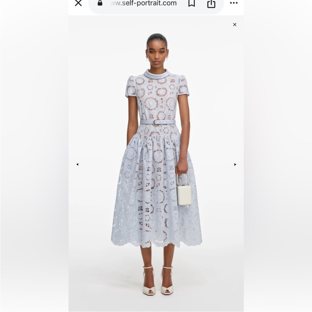 Self-Portrait NWOT Blue Floral Lace Midi Dress